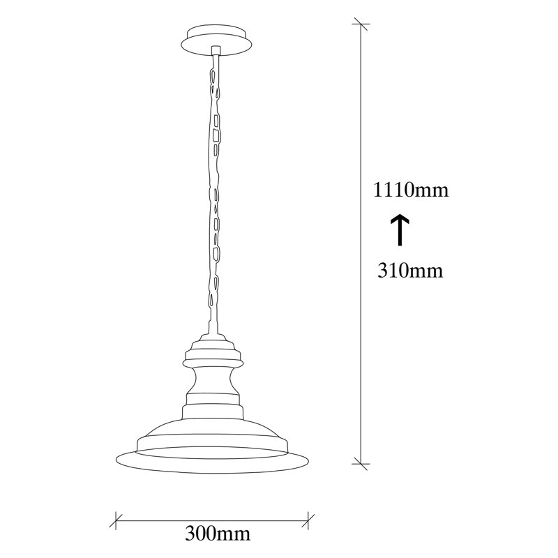 Adjustable Height Metal Body Cone Single Pendant, 7.87" H x 11.8" W x 11.8" D