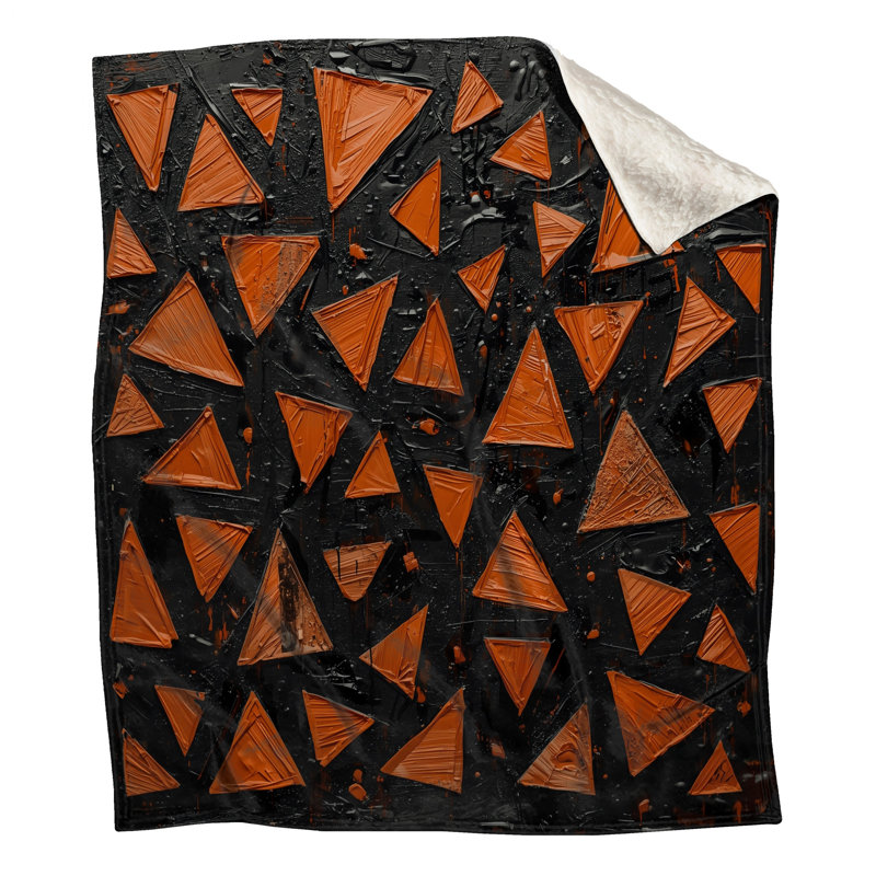 Orange Black Triangles Blankets, 50in W x 60in H