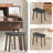 Solid Wood Vanity Stool For Makeup With Pu Leather Upholstery