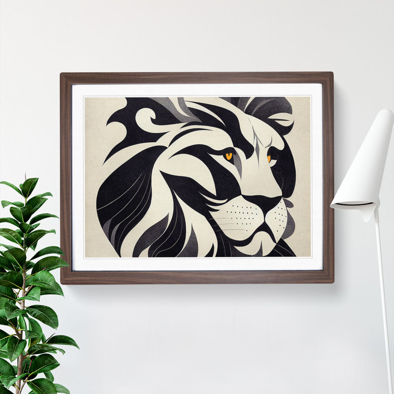 Lion Deco Vol.2 Abstract 1 Piece Single Picture Frame Wall Art, 25cm H x 34cm W, Brown