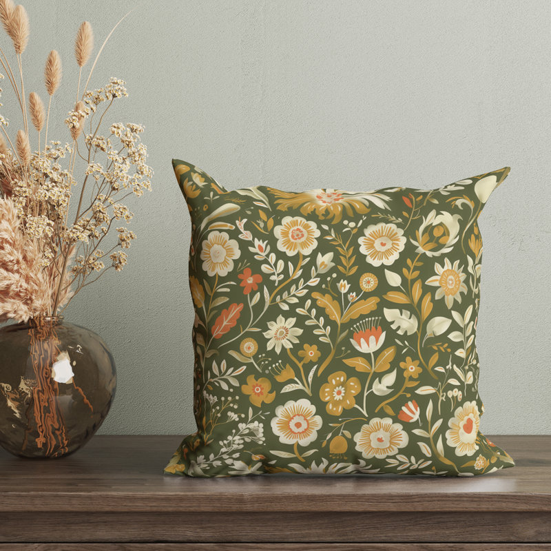Housse de coussin réversible à motif floral Folk Maximalist, H 20 po x l 20 po