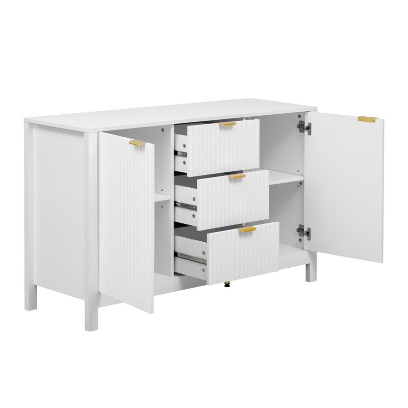 Buffet en bois Wave Design, Blanc
