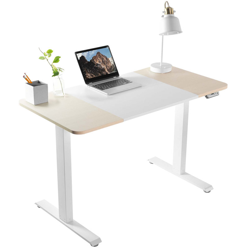 VIVO 47" x 24" Electric Sit Stand Desk (DESK-E144BN series), Light Wood/White 