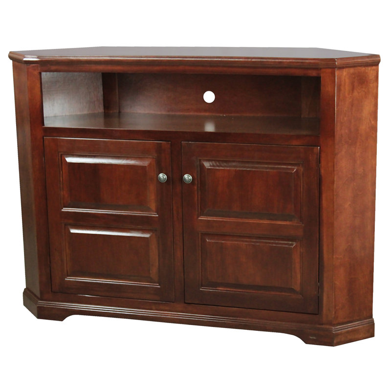 Inouye Unfinished Corner TV Stand for TVs up to 65", Concord Cherry