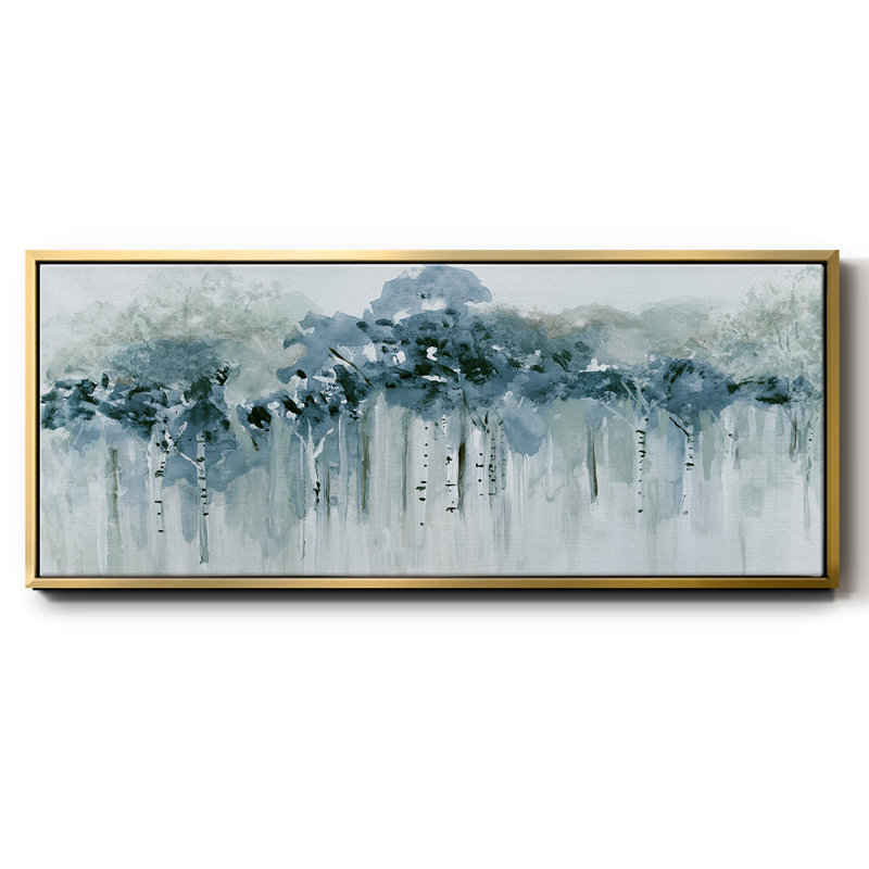 Blue Birch Morning- Framed Canvas, 24" H x 60" W