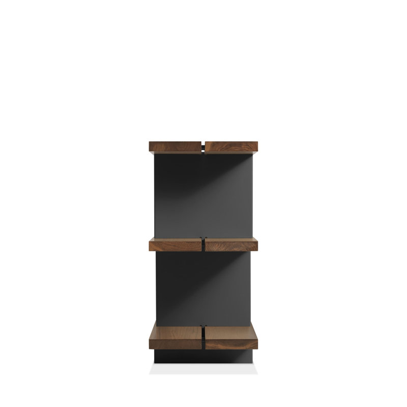 Happy Day Bookcase, Walnut/Oblivion, (3 Shelves) 29" H x 81" W x 14" D