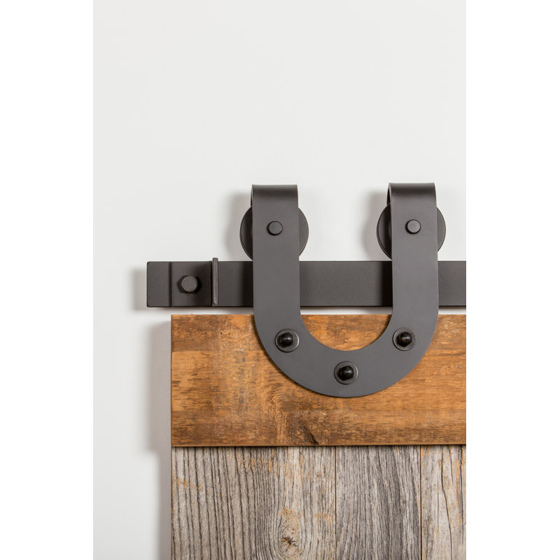 Ensemble de quincaillerie pour porte de grange simple Horseshoe, 84, Acier inoxydable brossé