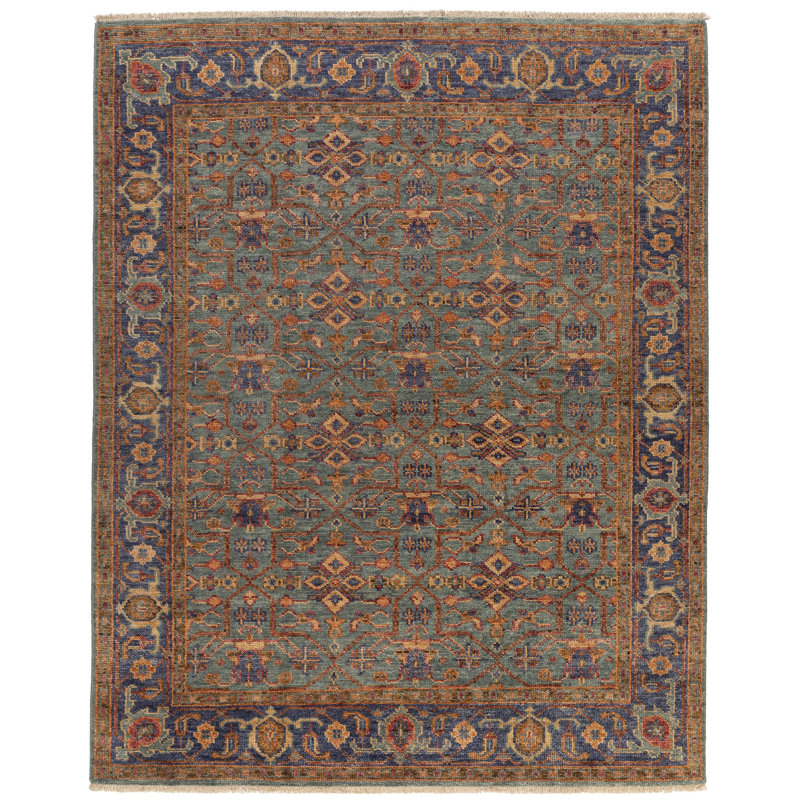 Rock My Classics Wool Oriental Area Rug in Orange/Blue, Rectangle 8' x 10'