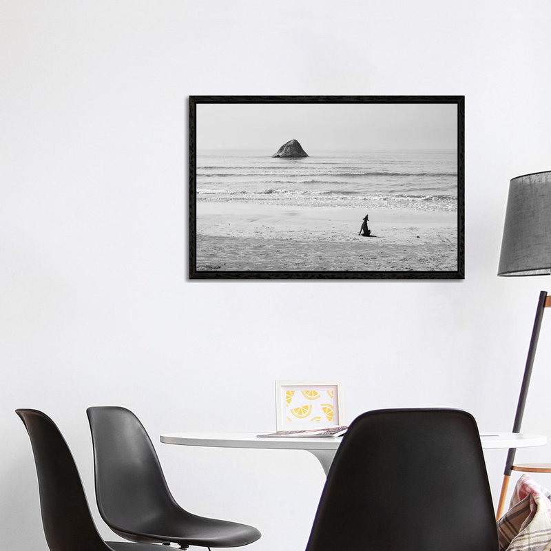 Baying Rocks by Lukasz Kaluza - Print on Canvas, 66.04cm H x 101.6cm W x 3.81cm D, Black Floater Framed