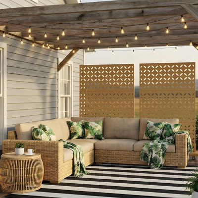 Pare-étincelles d'extérieur en métal l 47 po x H 71 po, cloison de patio autoportante résistante aux intempéries, cloison de jardin durable et résistante à la rouille pour le jardin, la terrasse, la cour arrière, brun coppercoin
