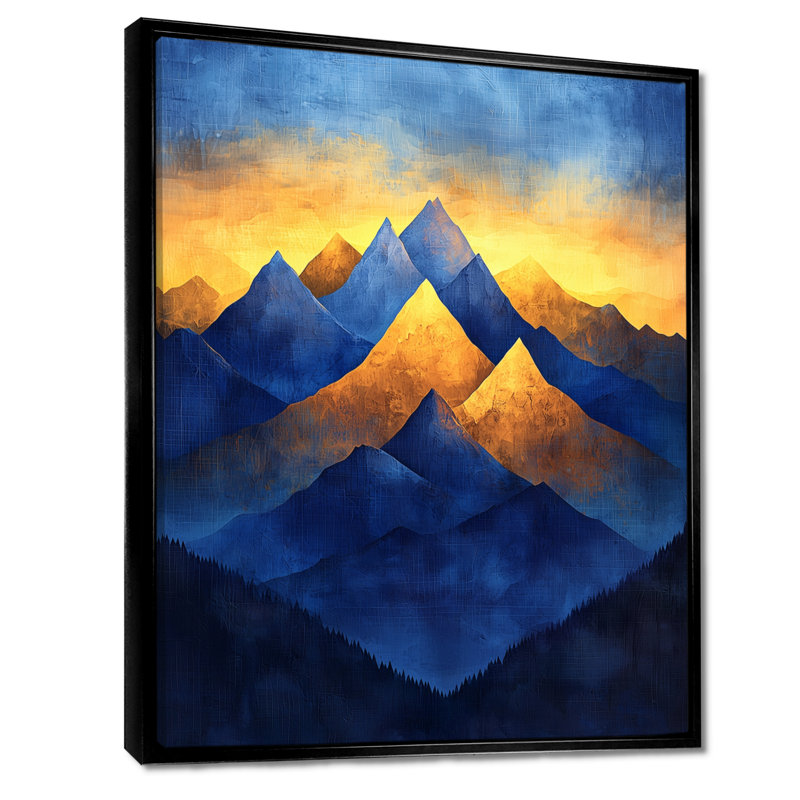 Glendalee Safire Peaks At Dusk Mountains III - Art mural montagnes, Impression sur cadre flottant, Noir, H 20 po x l 12 po