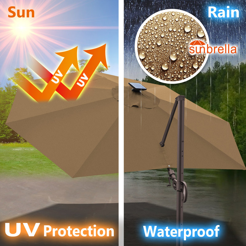 Parasol en porte-à-faux 11 'Deluxe Sunbrella, Cacao