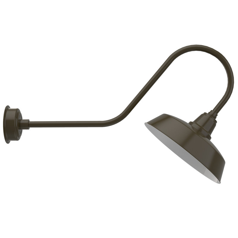 Luminaire de grange d’extérieur à del Vandervliet, H 12 po x l 16 po x P 36 po, Bronze acajou