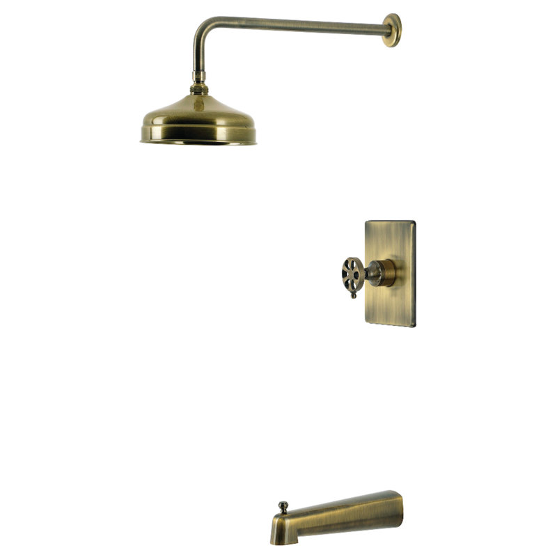 Kingston Brass Belknap Single-Handle Pressure Balanced Tub and Shower Faucet, Antique Brass