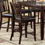 Ensemble de 2 chaises à hauteur de comptoir avec siège en similicuir rembourré en bois massif à finition espresso foncé
