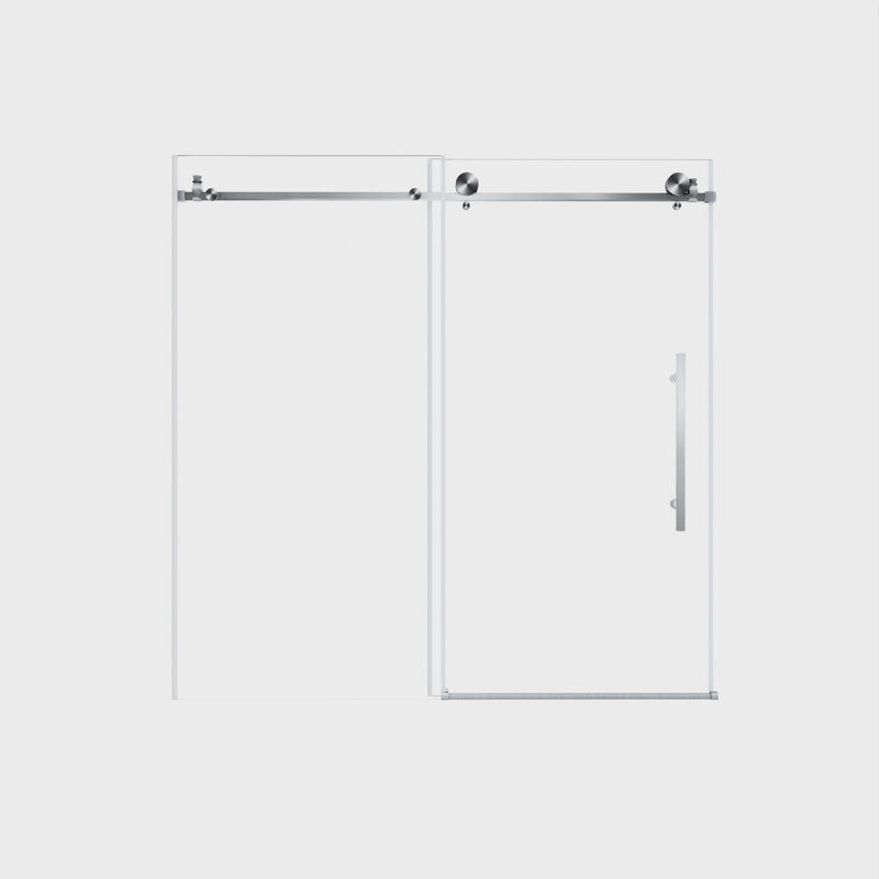 Vela 56-60 "W X 60" H Sliding Frameless Tub Door With 1/4" Tempered Clear Glass, Brushed Nickel