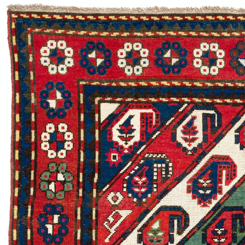 Tapis kazak antique à rayures diagonales Gendje