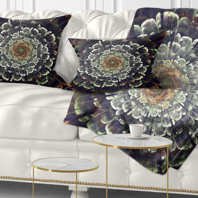 Silver Metallic Fabric Flower - Floral Printed Pillow