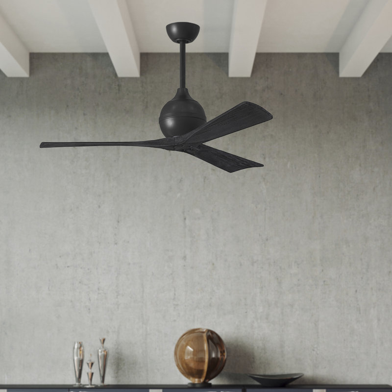Ventilateur de plafond à 3 pales Irene, Noir mat, Noir mat, 52"