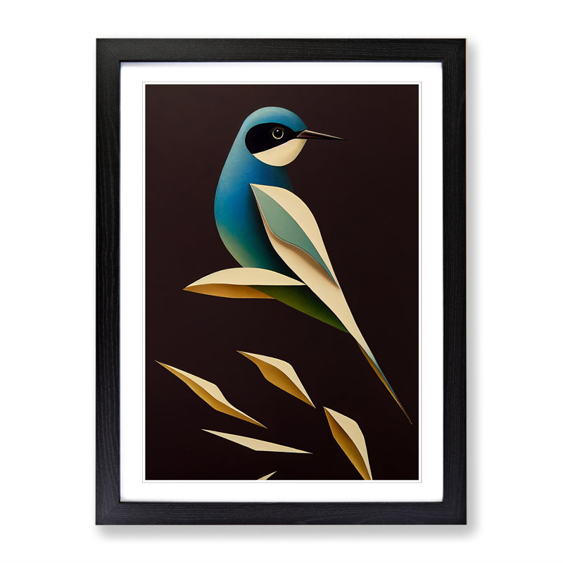 Swallow Bird Orphism - Single Picture Frame Print, Black, 64cm H x 46cm W x 2cm D