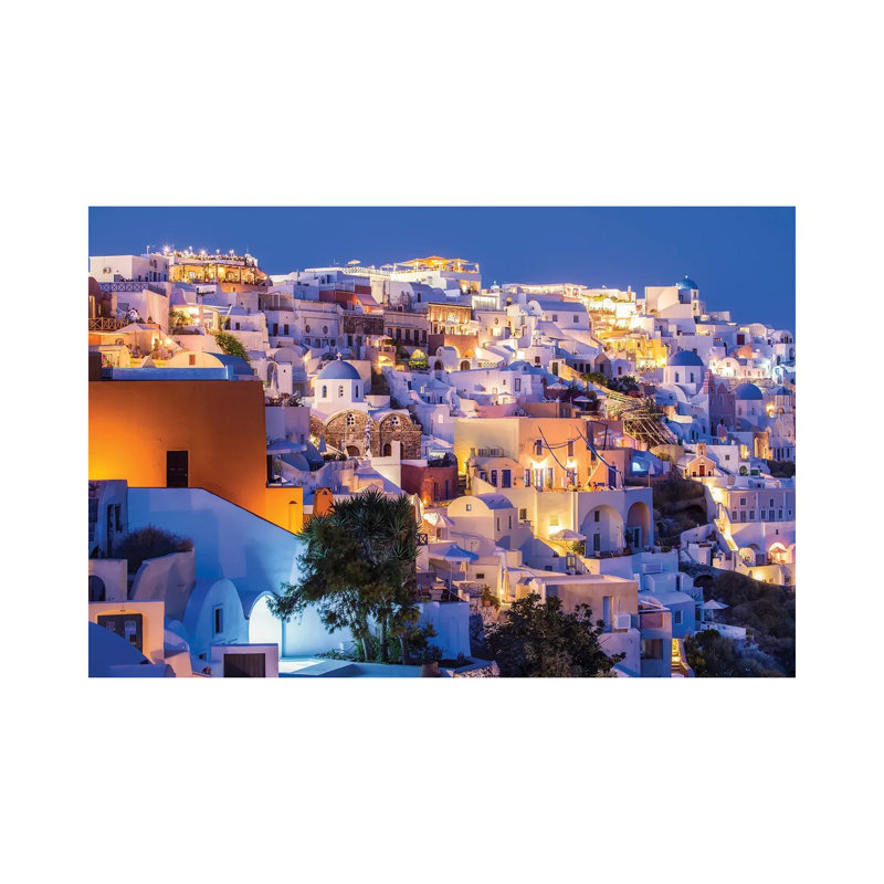 Oia la nuit, Santorin, Grèce, H 12 po x l 18 po x 1,5 po