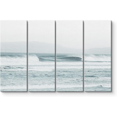 «Coastal Beach Rush Ocean Waves On Washed Out Beach Nature», reproduction sur toile 4 pièces