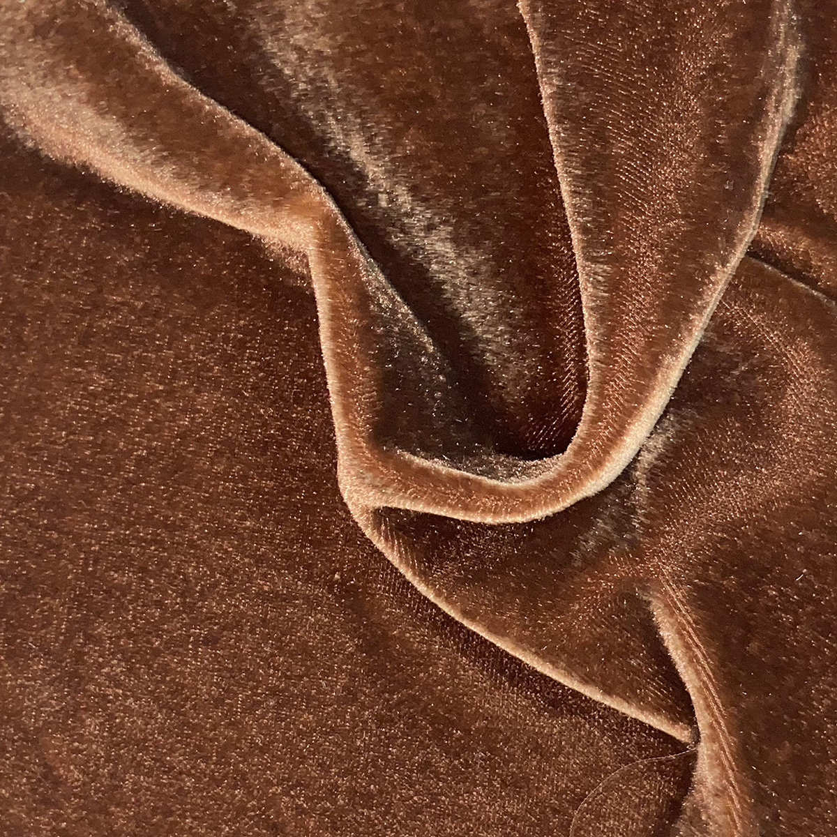 Stella Faux Silk Velvet Curtain Panel, Copper Brown