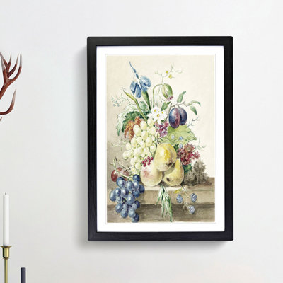 Still Life with Fruit & Flowers by Jean Bernard - Framed Print