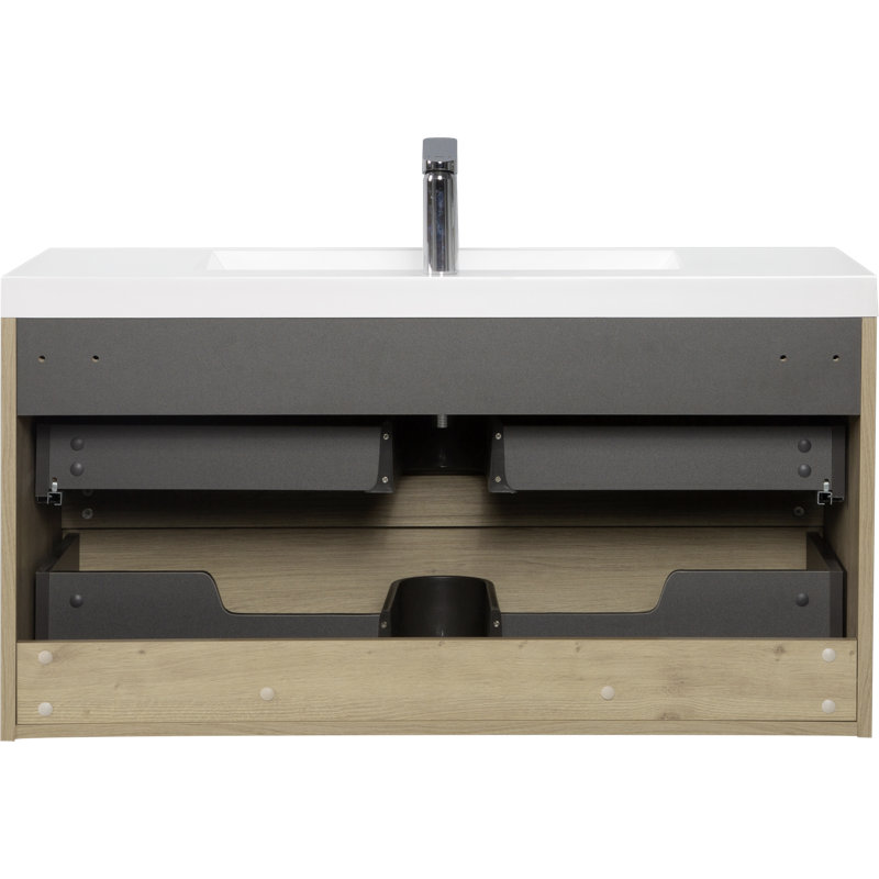 Meuble-lavabo moderne en bois peu encombrant, parfait pour les petits espaces