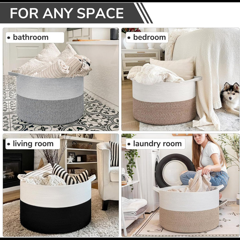 Extra Large Woven Baskets For Storage, 21.7'' X 13.8'' Wicker Basket With Handle For Blankets, Big Laundry Baskets For Clothes, Pillows, Towel, Shoe Basket For Entryway, 90L Jute