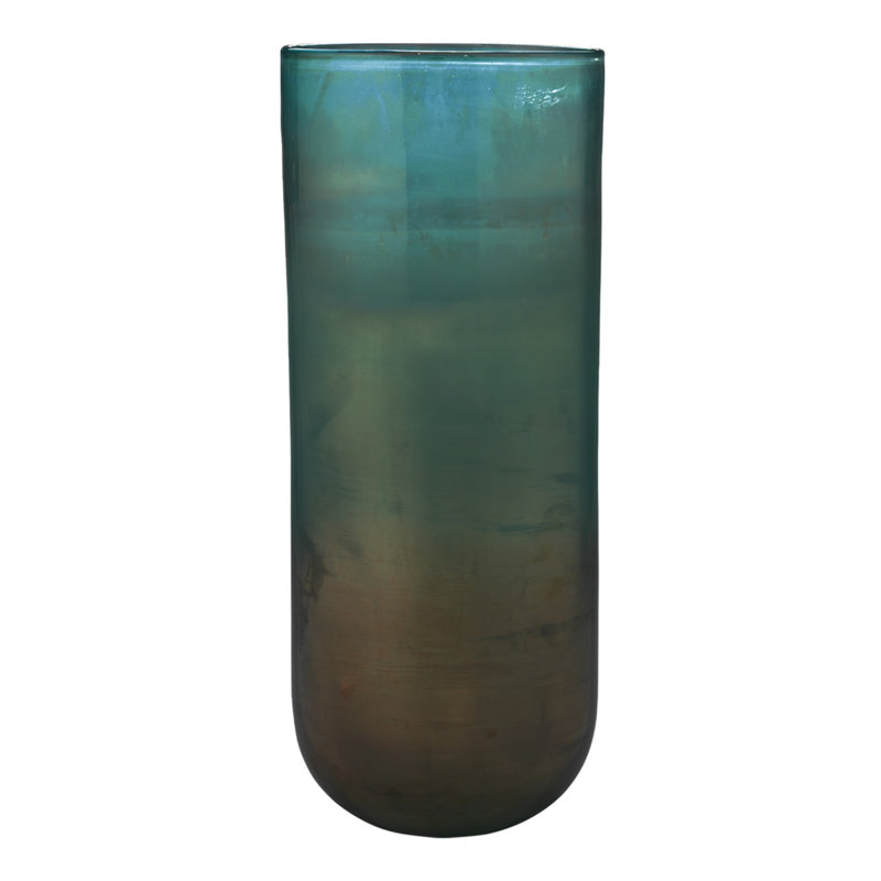 Vapor Handmade Glass Table Vase, Metallic Aqua
