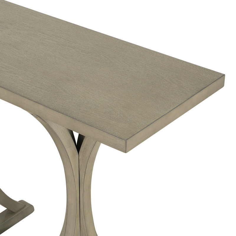 Console en U 59,8 po en bois avec plateau en placage de chêne, Gris