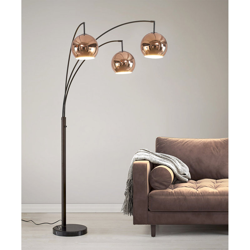 Eddo 84'' Arched Floor Lamp, Dark Bronze, Copper