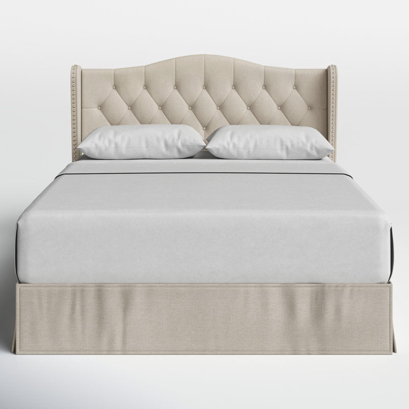 Knott Upholstered Wingback Storage Bed, Warm Gray, Queen