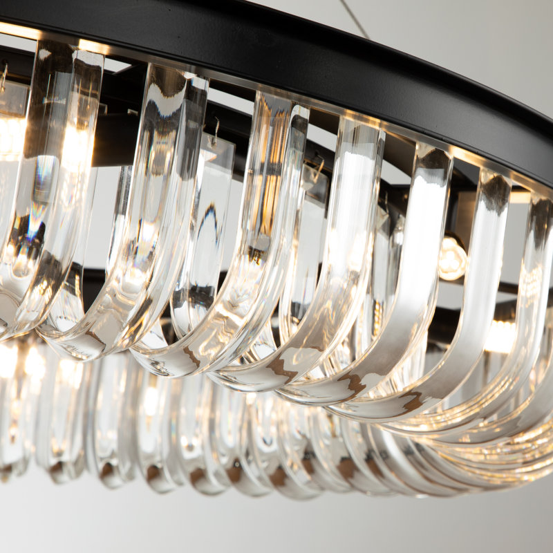 Andablo 9-Light D80cm Modern Contemporary Glam U-Shaped Crystal Chandelier with Black Frame