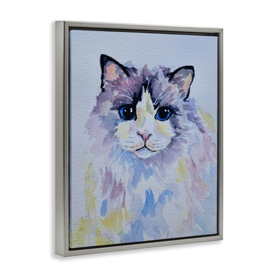 Cadre flottant chat pastel aux yeux bleus, design par Tatiana Roberts
