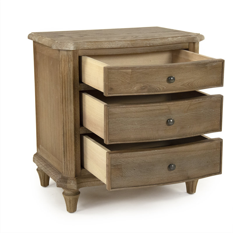 Edmund Limed Grey Oak 3-Drawer Nightstand