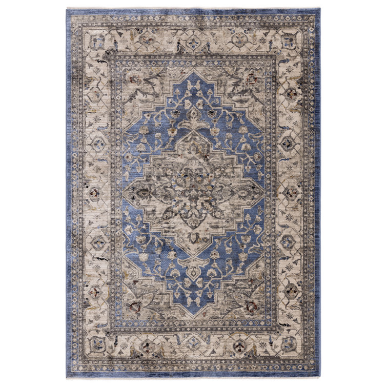 Bentancourt Persian Medallion Blue/Beige Area Rug