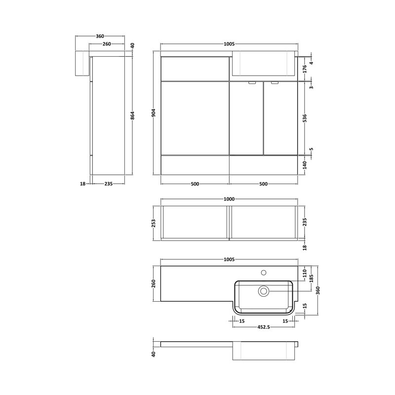 Caillen Single Bathroom Vanity with Integrated Polymarble Basin, Gloss White
