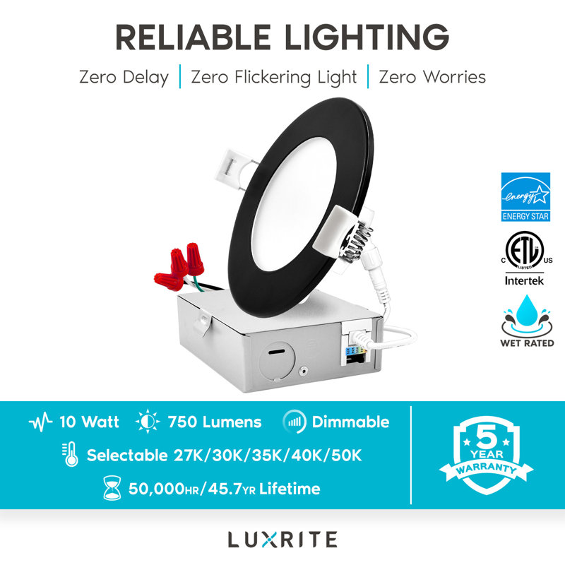 4-Inch Black Aluminum LED Canless Recessed Lighting Kit