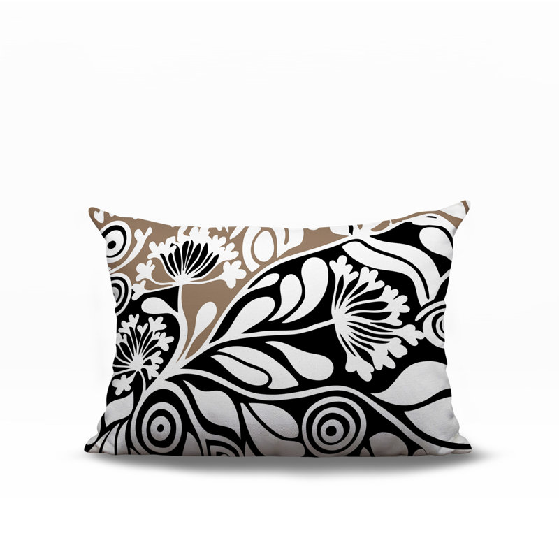 Oreiller rectangulaire réversible intérieur / extérieur Gina, Rectangle H 14 po x l 20 po, Noir