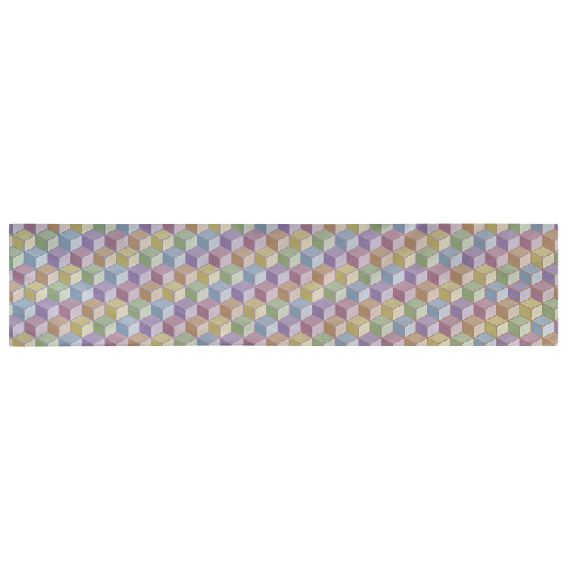Chemin de table cubique arc-en-ciel Avicia, 73,5 po x 17,5 po, Polyester, Vert / jaune / mauve