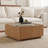 31.5" Modern Square Coffee Table With Glass Top & 2 Drawers, Wood Center Table For Living Room