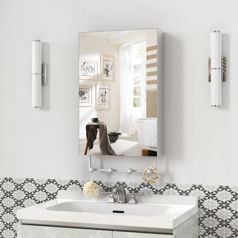 Armoire à pharmacie avec miroir, miroir de salle de bain mural avec rangement