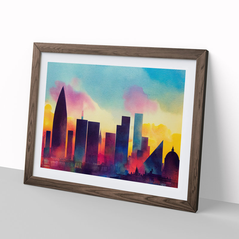 London Skyline Vol.4 Abstract - Single Picture Frame Painting, 34cm H x 46cm W x 2cm D, Walnut