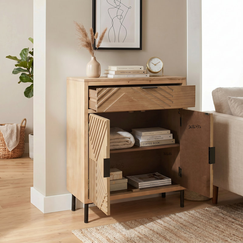 32.87" Tall Solid Wood 2-door Accent Cabinet