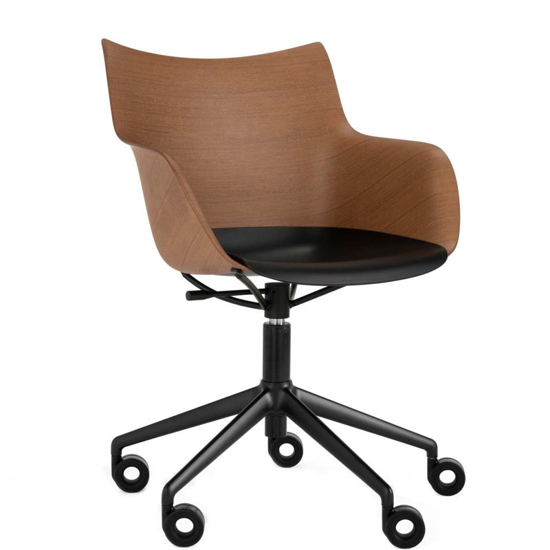 Q/Wood Swivel Task Chair, Dark Wood/Black