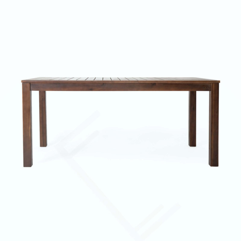 Table de salle à manger robuste en bois d'acacia, idéale pour les rassemblements en plein air et facile d'entretien.