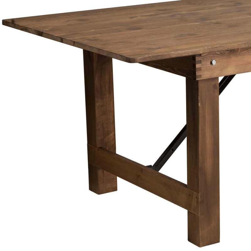 Dejon Rectangular Rustic Solid Pine Folding Dining Table by Flash Furniture, Antique Rustic, 30"H x 96"L x 40"W