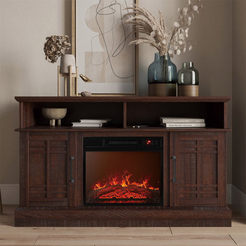 Day Media Console TV Stand for TVs up to 55" with Fireplace, Espresso, 48"